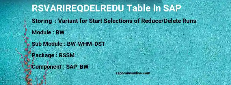 SAP RSVARIREQDELREDU table