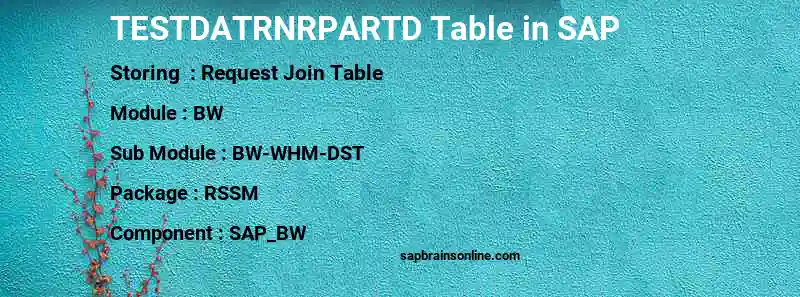 SAP TESTDATRNRPARTD table