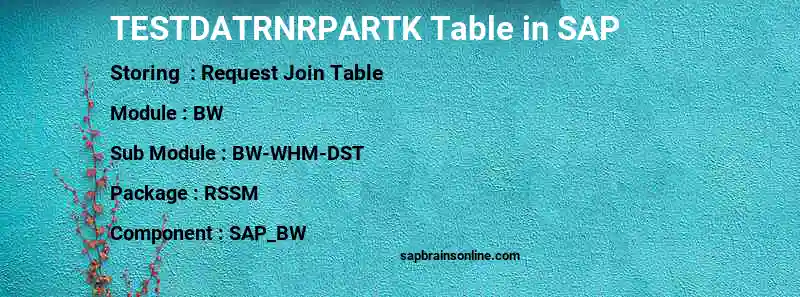 SAP TESTDATRNRPARTK table