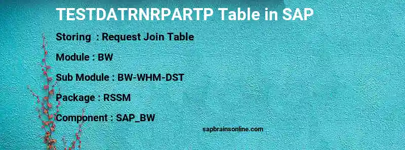 SAP TESTDATRNRPARTP table