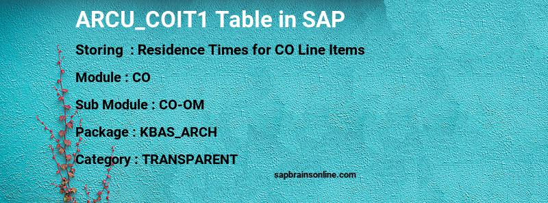 SAP ARCU_COIT1 table