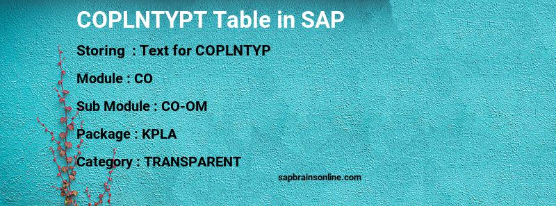 SAP COPLNTYPT table