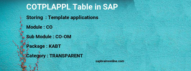 SAP COTPLAPPL table