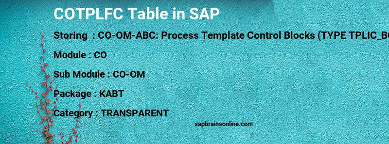 SAP COTPLFC table