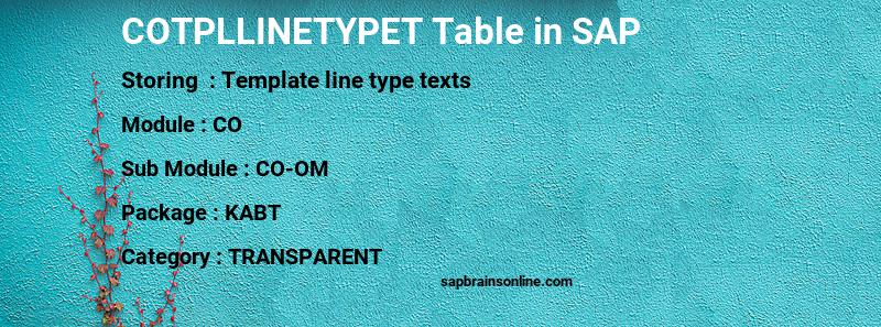 SAP COTPLLINETYPET table