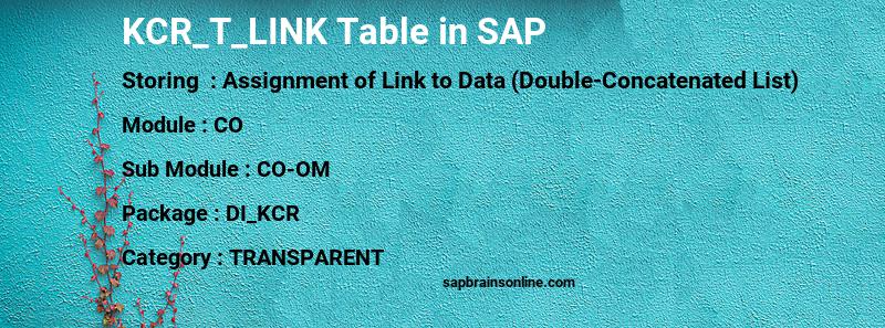 SAP KCR_T_LINK table
