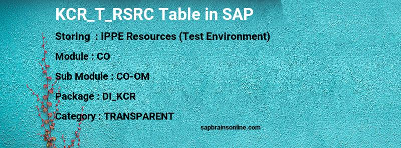 SAP KCR_T_RSRC table