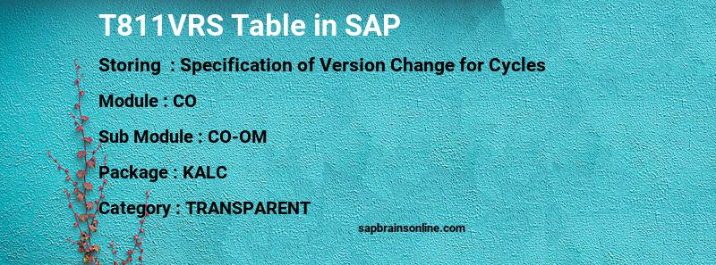 SAP T811VRS table