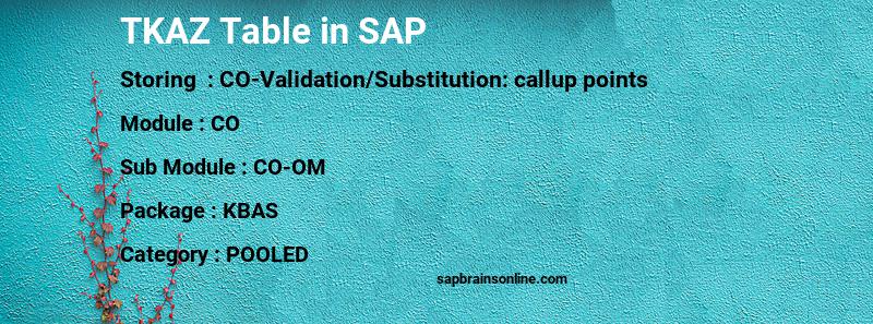 SAP TKAZ table