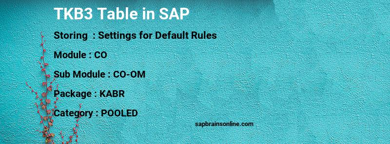 SAP TKB3 table