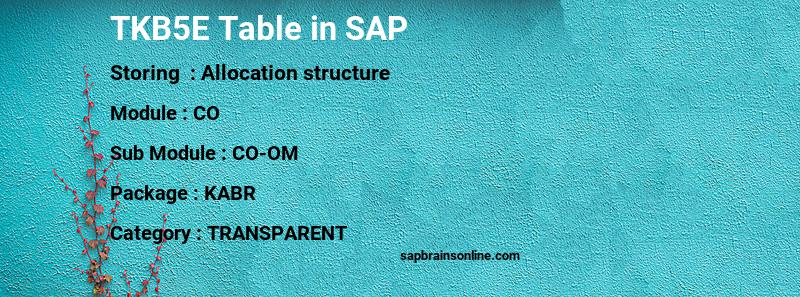 SAP TKB5E table