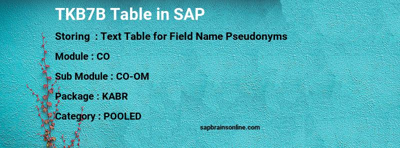 SAP TKB7B table