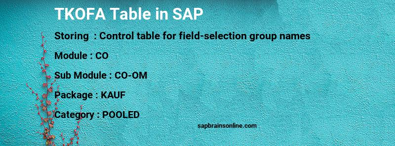 SAP TKOFA table