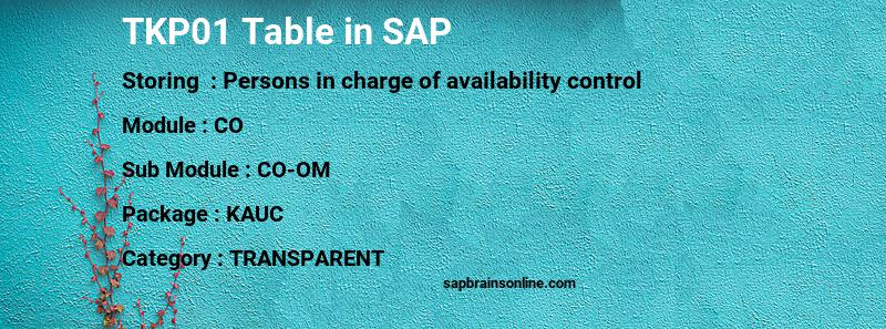 SAP TKP01 table