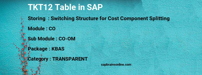 SAP TKT12 table