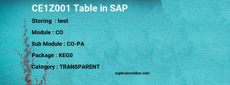 SAP CE1Z001 table