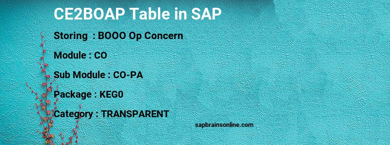 SAP CE2BOAP table
