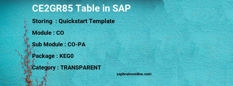 SAP CE2GR85 table