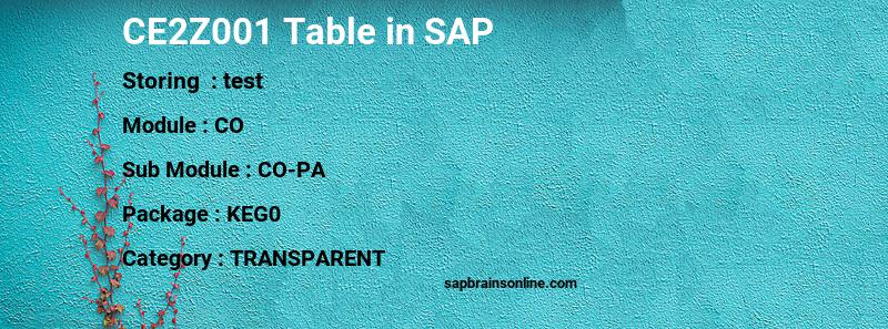SAP CE2Z001 table