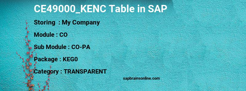 SAP CE49000_KENC table