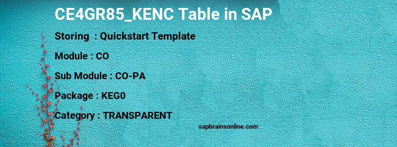 SAP CE4GR85_KENC table