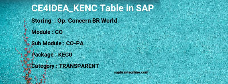 SAP CE4IDEA_KENC table