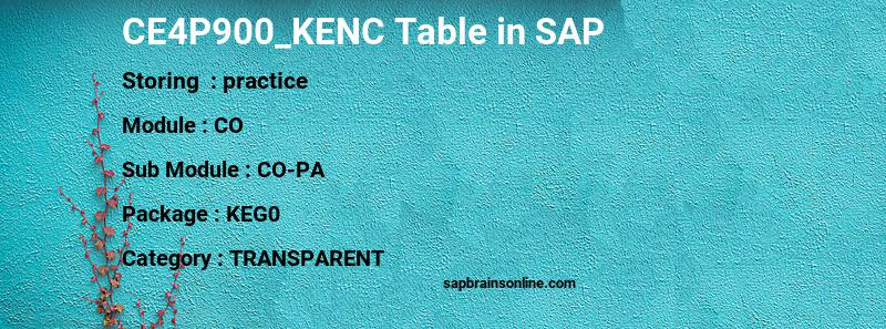 SAP CE4P900_KENC table