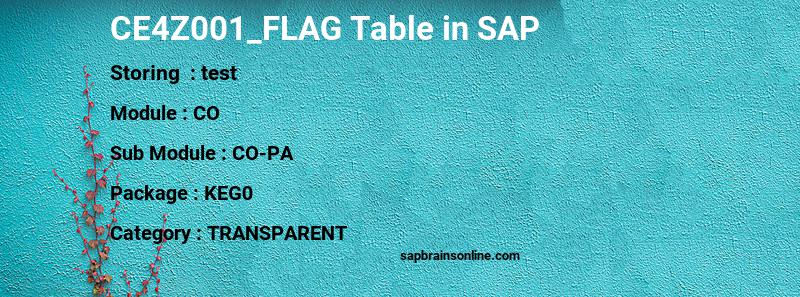 SAP CE4Z001_FLAG table