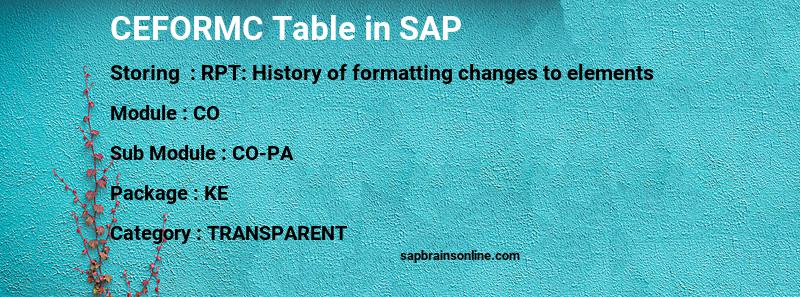 SAP CEFORMC table