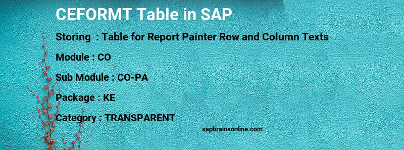 SAP CEFORMT table