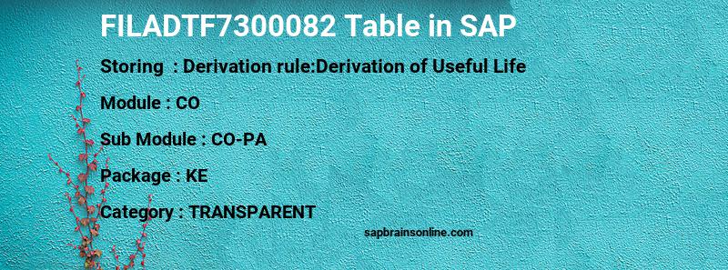 SAP FILADTF7300082 table