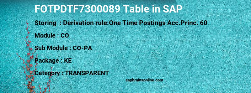 SAP FOTPDTF7300089 table