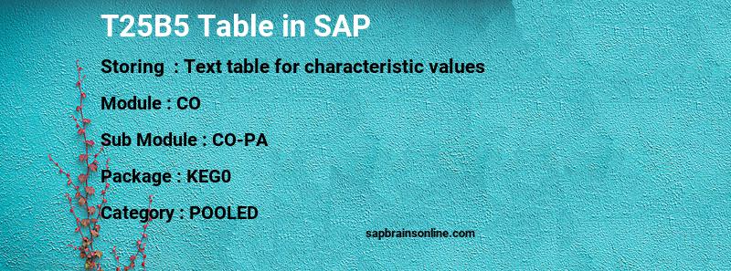 SAP T25B5 table