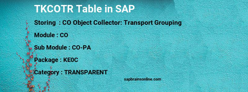 SAP TKCOTR table