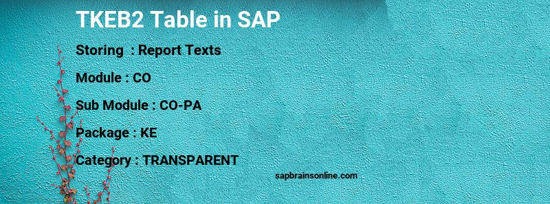 SAP TKEB2 table