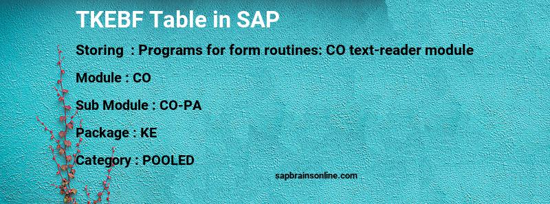 SAP TKEBF table