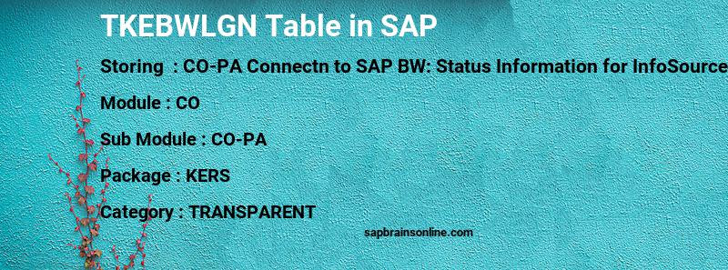 SAP TKEBWLGN table
