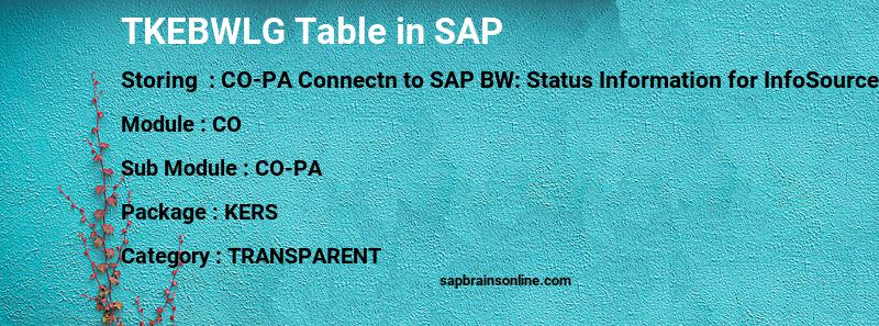 SAP TKEBWLG table