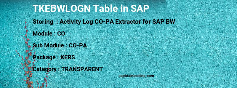 SAP TKEBWLOGN table