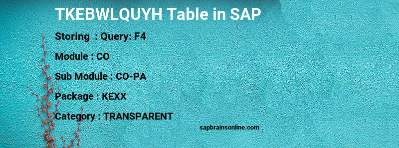 SAP TKEBWLQUYH table