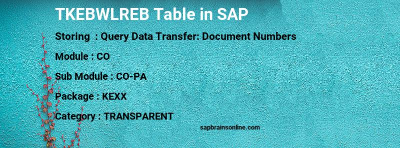SAP TKEBWLREB table