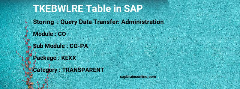 SAP TKEBWLRE table