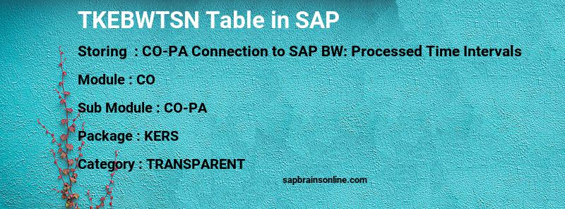 SAP TKEBWTSN table