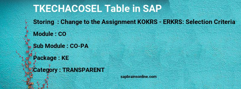 SAP TKECHACOSEL table