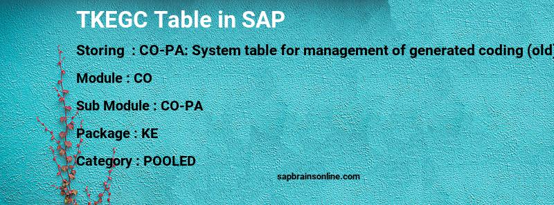 SAP TKEGC table