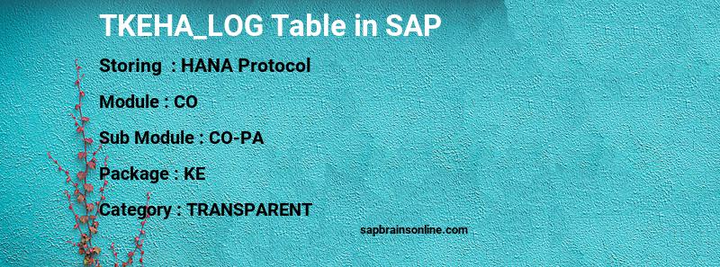 SAP TKEHA_LOG table