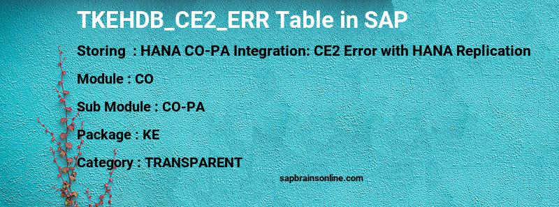 SAP TKEHDB_CE2_ERR table
