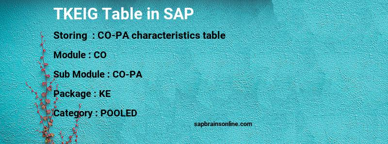 SAP TKEIG table