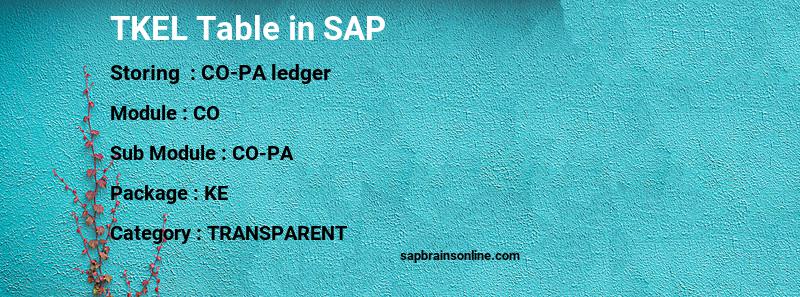 SAP TKEL table