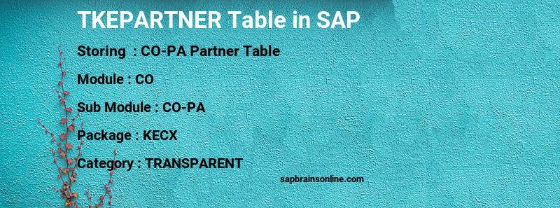 SAP TKEPARTNER table